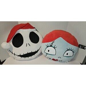 NWT Nightmare Before Christmas Jack And Sally Disney Pillows Santa Hat Jack
